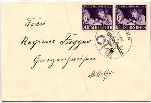 Deutsches Reich 811 als Ersttagsbrief mit Sonderstempel Wien #KQ085