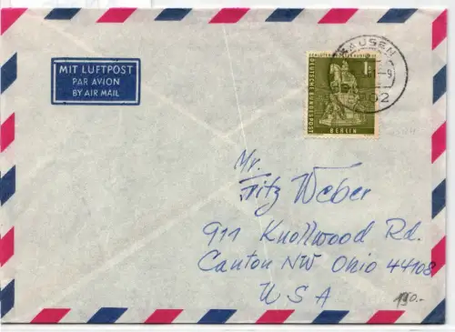 Berlin 153 auf Brief als Einzelfrankatur portogerecht #KN396