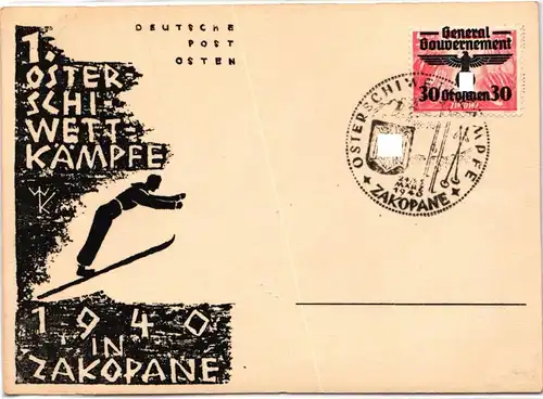 Generalgouvernement 30 auf Postkarte als Einzelfrankatur Osterschiwettkä. #KN374
