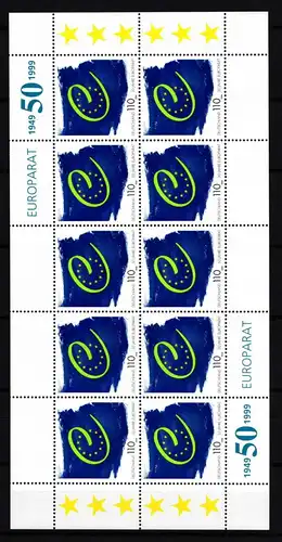 Bund 2049 postfrisch als Kleinbogen, Europarat #HR054