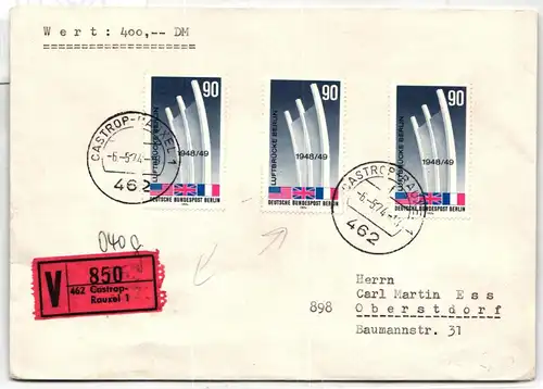 Berlin 466 auf Brief als Mehrfachfrankatur #KQ270
