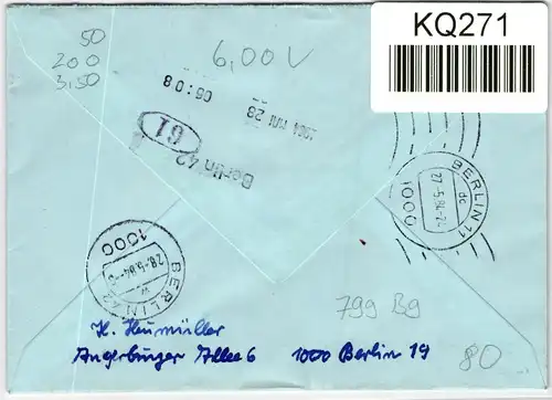 Berlin 466 auf Brief als Mehrfachfrankatur portogerecht #KQ271