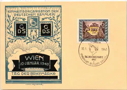 Deutsches Reich 826 als Ersttagsbrief selten Tag der Briefmarke Wien #KQ302