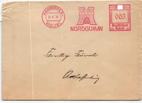 Deutsches Reich Freistempler auf Brief Nordgummi #KQ309