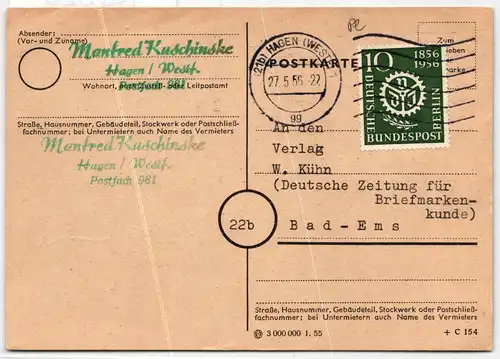 Berlin 138 auf Postkarte als Einzelfrankatur portogerecht #KQ328