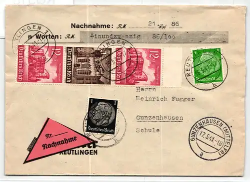 Deutsches Reich S 267 auf Brief als Mischfrankatur #KQ318