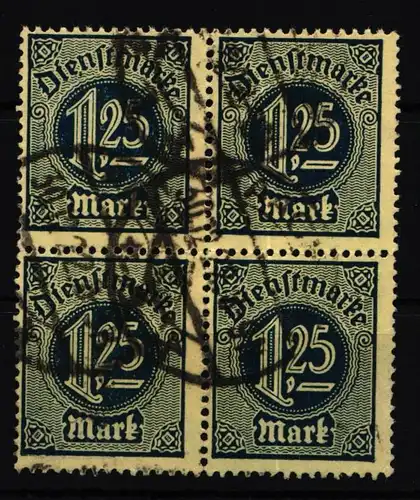 Deutsches Reich Dienstmarken 31 gestempelt 4er Block gepr. Infla Berlin #KQ380