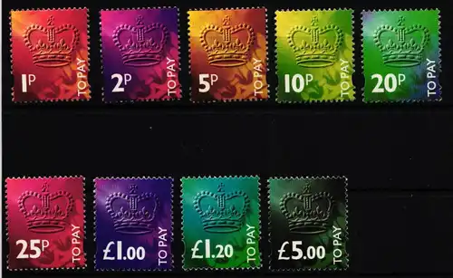 Großbritannien Portomarken 101-109 postfrisch #KQ484