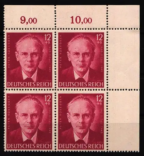 Deutsches Reich 856 postfrisch als 4er Block vom Eckrand #KQ584
