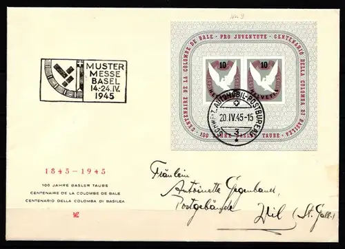 Schweiz Block 12 gestempelt auf Brief #KP115