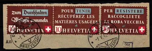 Schweiz W Zd 8 gestempelt auf Briefstück #KP133