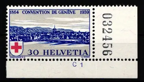 Schweiz 358 postfrisch Eckrand mit Formnummer Bogenzähler #KP172