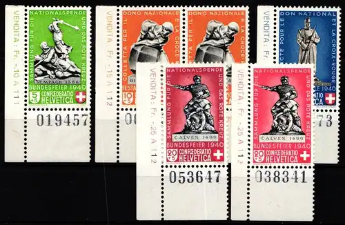 Schweiz 364-367 postfrisch alles Eckränder mit Bogenzähler #KP205