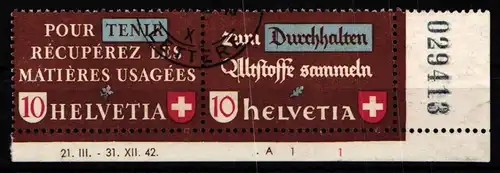 Schweiz W Zd 3 gestempelt vom Eckrand #KP126