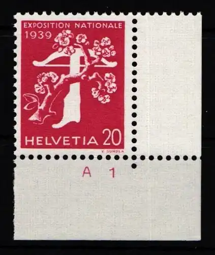 Schweiz 350 postfrisch Eckrand Formnummer vorgefaltet #KP170