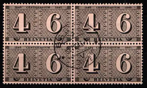 Schweiz 416 gestempelt Achterblock, mittig vorgefaltet #KP245