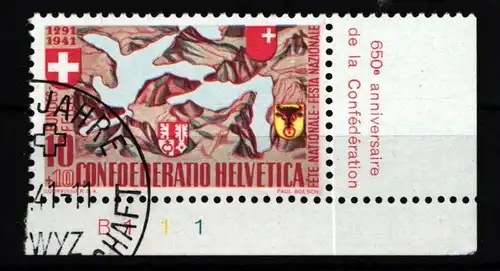 Schweiz 396 gestempelt Eckrand mit Formnummer #KP220