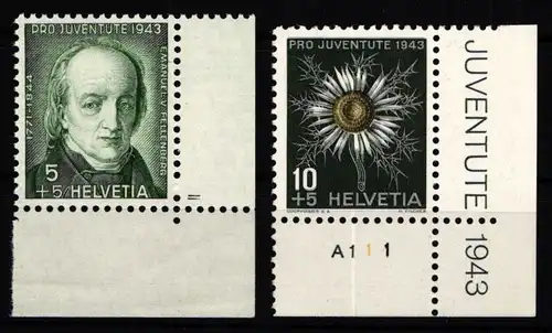 Schweiz 424-425 postfrisch Eckrand #KP256