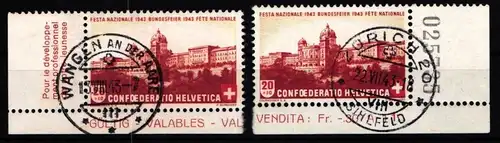 Schweiz 421 gestempelt Eckrand Formnummer Bogenzähler #KP278