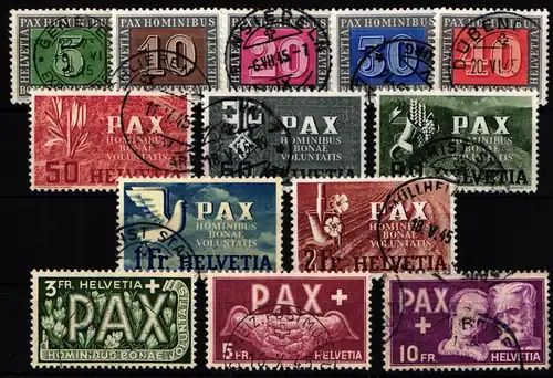 Schweiz 447-459 gestempelt PAX-Satz #KP312