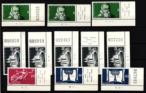 Schweiz 496-499 postfrisch Eckrand Formnummer Bogenzähler #KP325