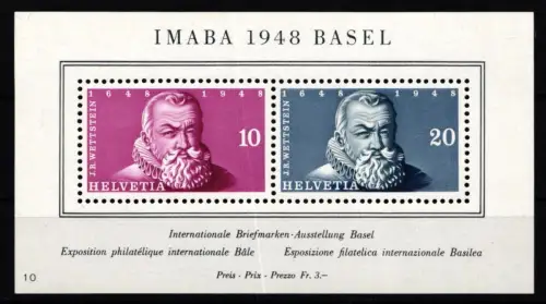 Schweiz Block 13 postfrisch mit No. 10 #KP343