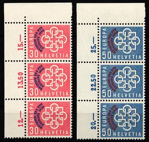 Schweiz 681-682 postfrisch Eckrand Dreierstreifen #KP436