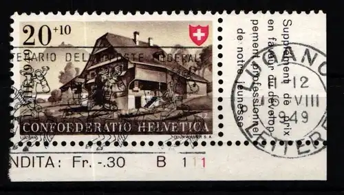 Schweiz 527 gestempelt Eckrand Formnummer #KP358