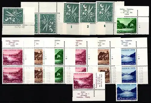 Schweiz 627-631 postfrisch Eckrand Formnummer Bogenzähler #KP417