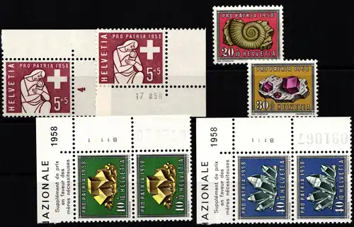 Schweiz 657-661 postfrisch Eckrand Formnummer Bogenzähler #KP429