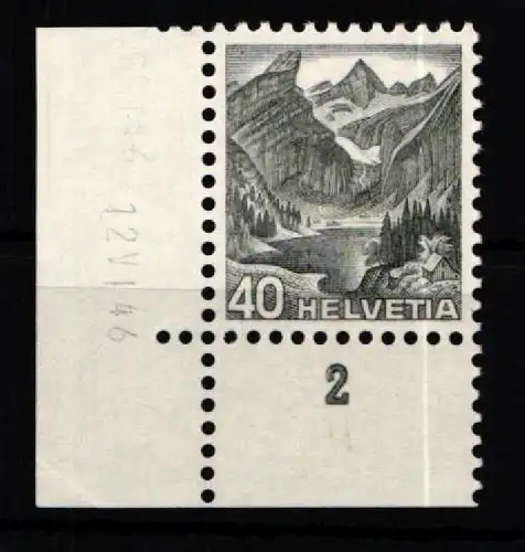 Schweiz 305 postfrisch Eckrand mit Druckdatum #KP555