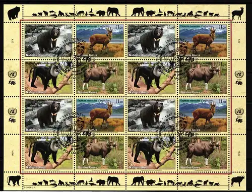 UNO Genf, Wien, New York 482-485, 406-409, 946-949 gestempelt Kleinbogen #KR864