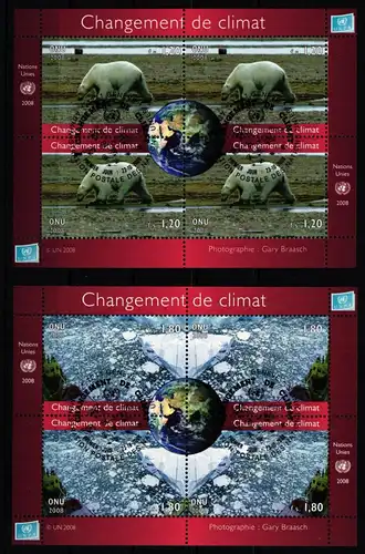 UNO Wien Block 24, 25 gestempelt als Blocksatz Klimaänderung #KR898