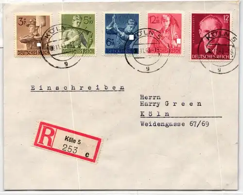 Deutsches Reich 850-853 auf Brief als Mischfrankatur portogerecht #KQ686