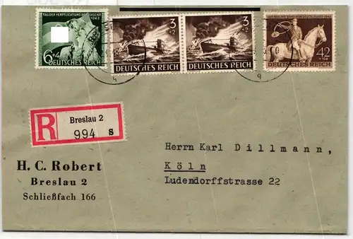 Deutsches Reich 854 u.a. auf Brief als Mischfrankatur portogerecht #KQ688