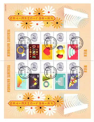 Vereinte Nationen 1135-1141 postfrisch und gestempelt, als Kleinbogen #KS142