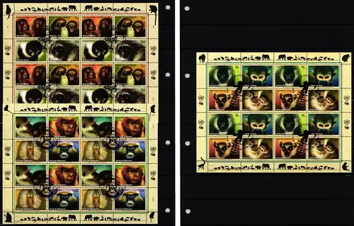 UNO Genf Wien NY 1049-1056, 565-572, 477-484 gestempelt als Zd-Bogensatz #KR926