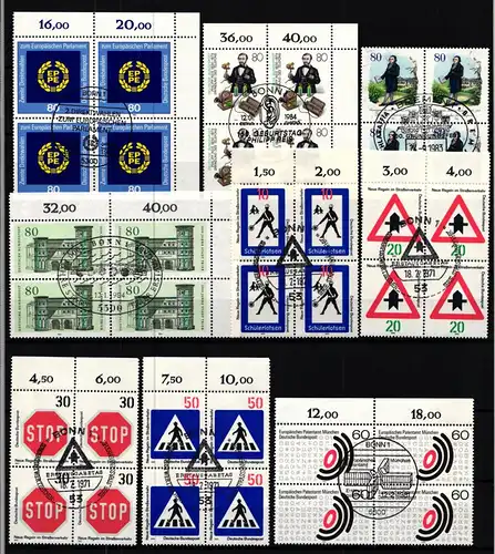 Bund Lot zentrisch gestempelte 4er Blöcke, Sonderstempel #JU915