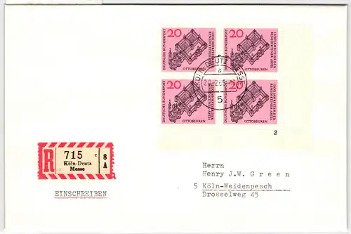 BRD Bund 428 auf Brief 4er Block mit Formnummer 2 #KQ925