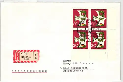 BRD Bund 399 auf Brief 4er Block mit Formnummer 2 #KQ946