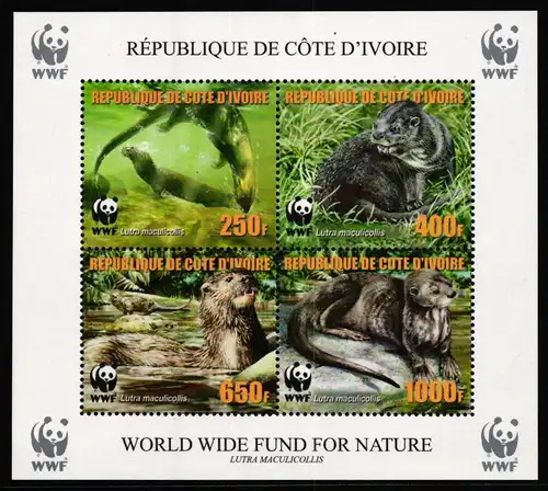 Elfenbeinküste Block 63 A postfrisch Otter #JV406