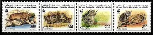 Libyen 2496-2499 postfrisch als 4er Streifen, Wildkatzen #JV460