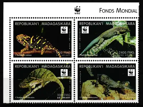 Madagaskar 2313-2316 postfrisch als 4er Block, Chamäleon #JV437