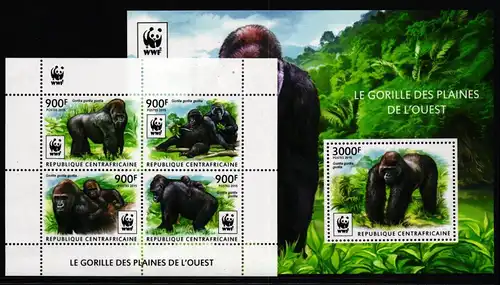 Zentralafr. Republik Block 1309 + 5460-5463 postfrisch Gorillas, Affen #JV436