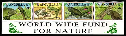 Anguilla 988-991 postfrisch als 4er Streifen, Leguane #JV459