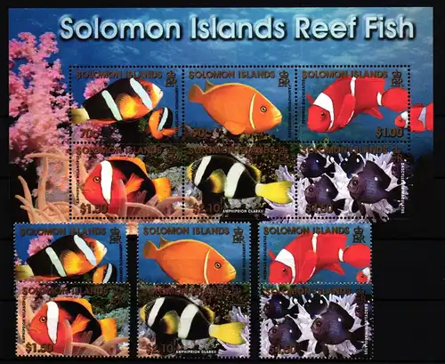 Salomon Inseln Block 65 + 1056-1061 postfrisch Fische #JV559