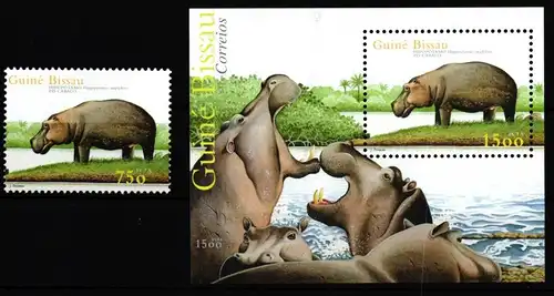 Guinea Bissau Block 376 + 2007 postfrisch Flusspferde #JV562