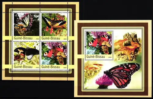 Guinea Bissau Block 388 + 2087-2090 postfrisch Schmetterlinge #JV624