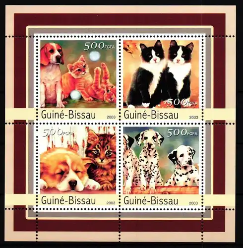 Guinea Bissau 2148-2151 postfrisch als Kleinbogen, Hunde #JV625