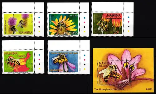 Namibia Block 60 + 1120-1124 postfrisch Bienen #JV590